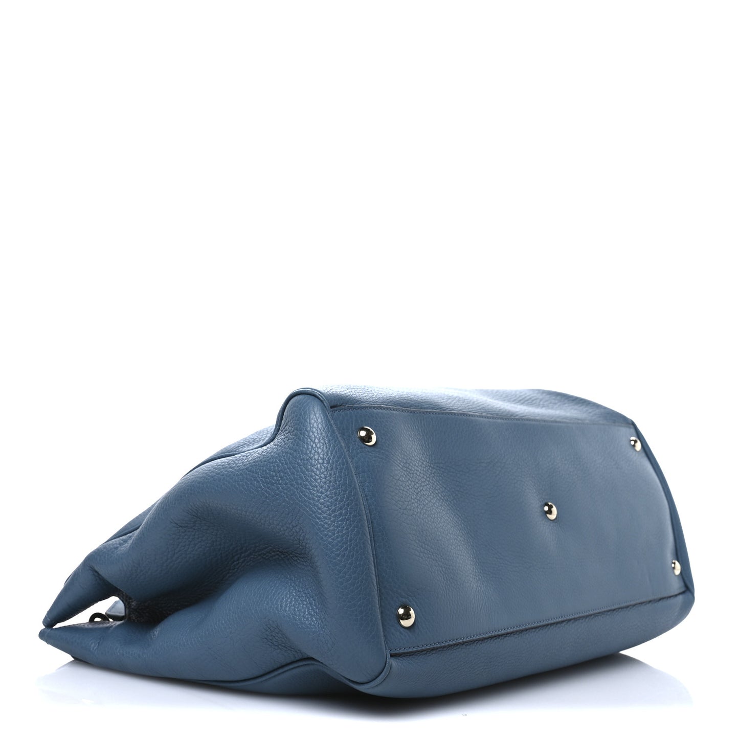 Pebbled Calfskin Large Bamboo Shopper Tote Light Blue