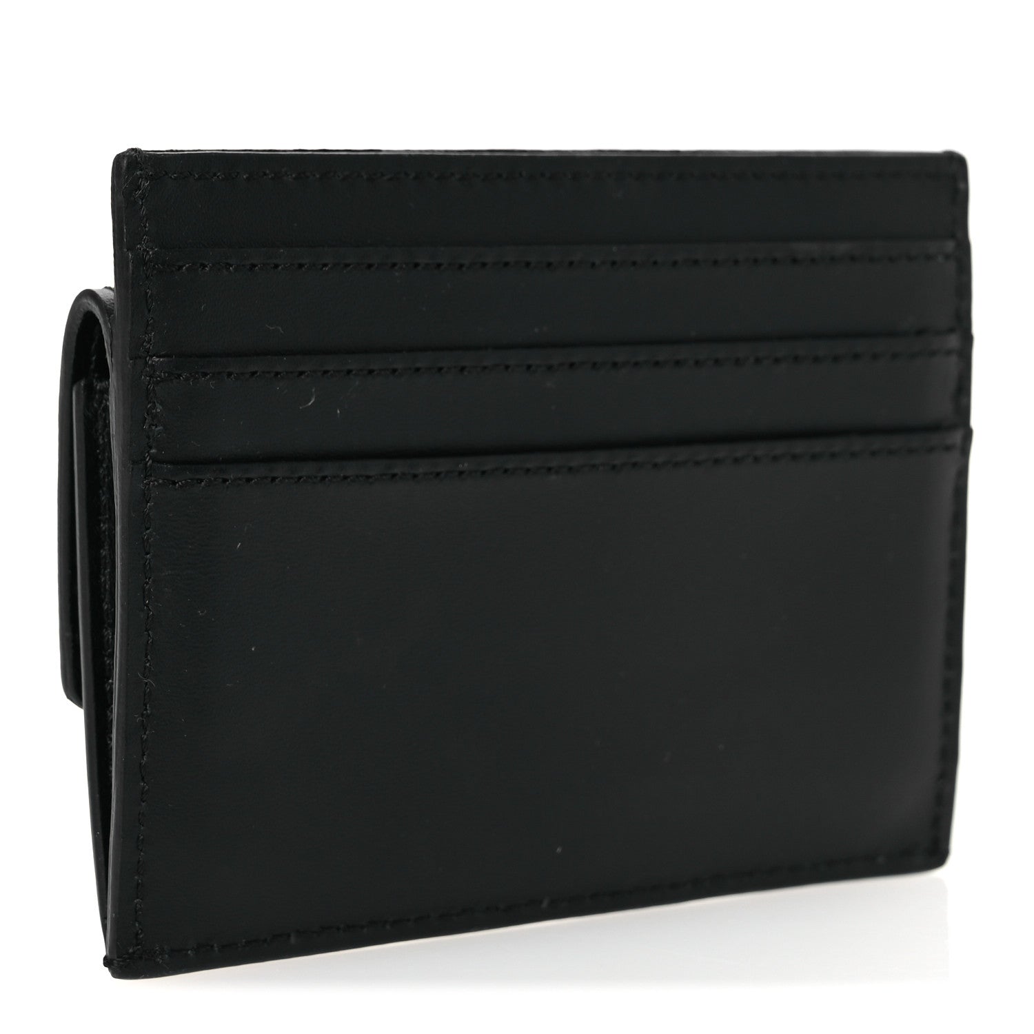 Fendi Vitello King Tamponato Logo Embossed Fold Over Card Holder Wallet Black 3 of 7