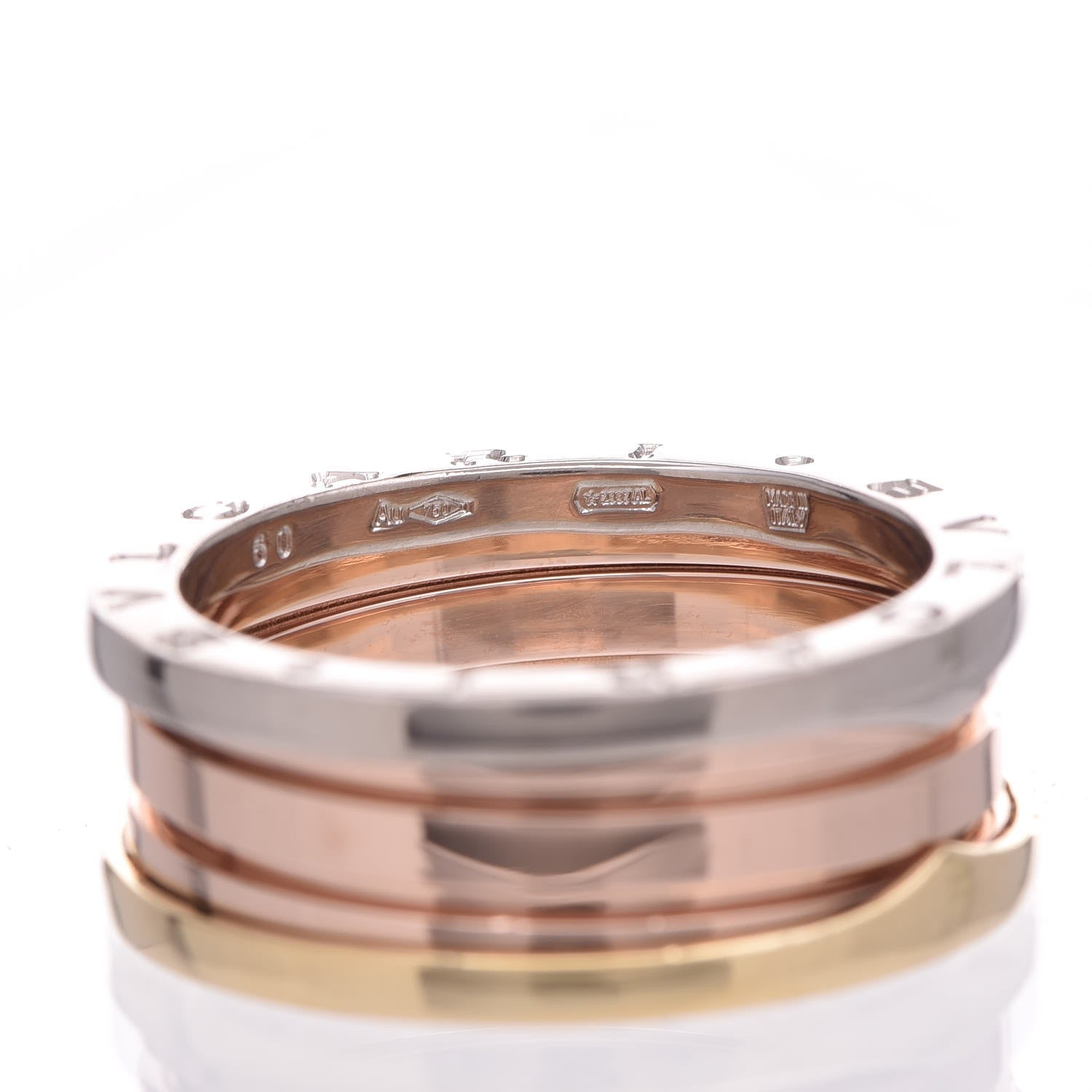 Bulgari 18K Rose White Yellow Gold B.Zero1 3 Band Ring 60 9 5 of 5