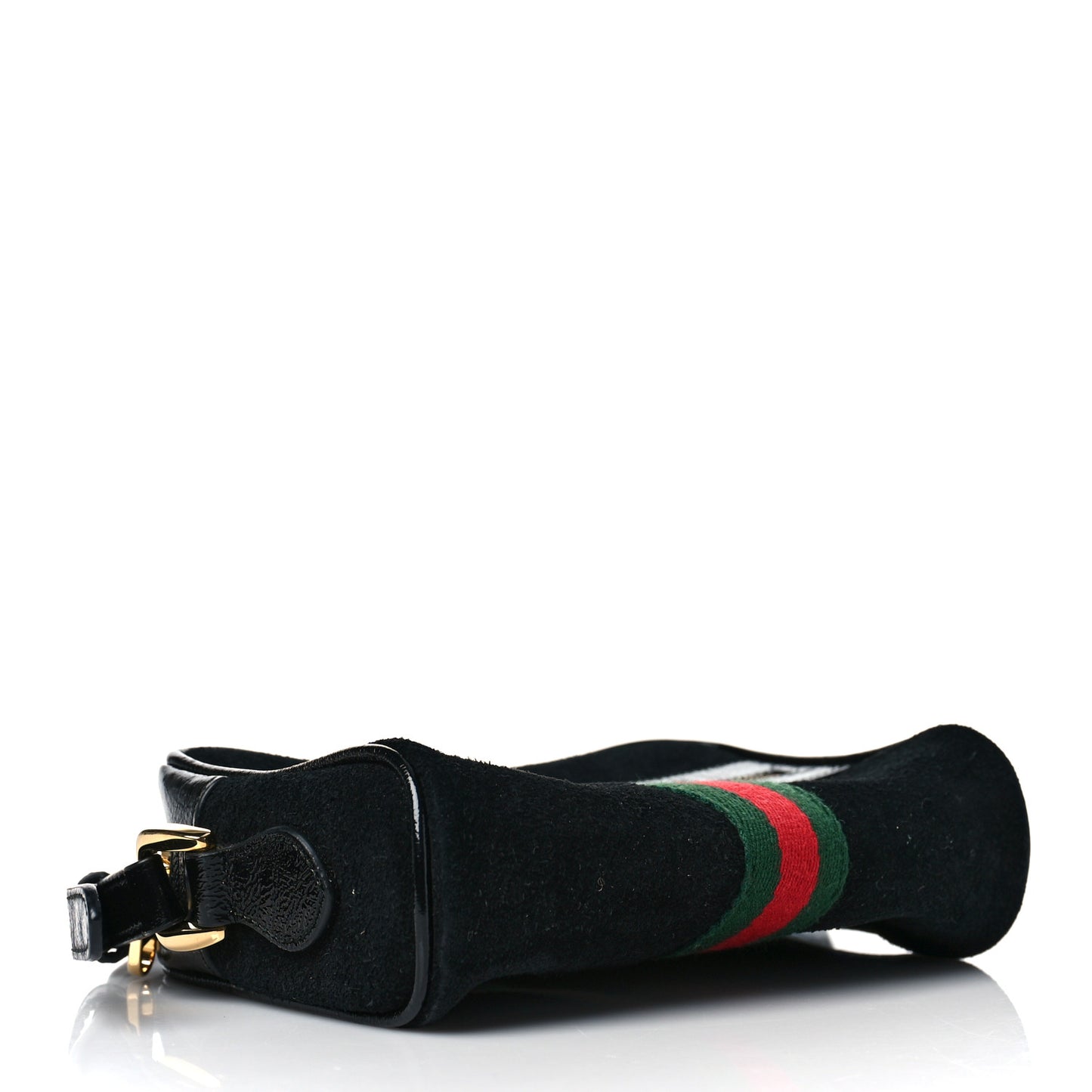 Suede Patent Web Mini Ophidia Shoulder Bag Black