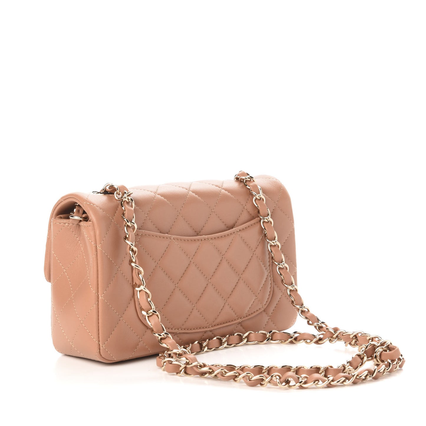 Lambskin Quilted Mini Rectangular Flap Brown