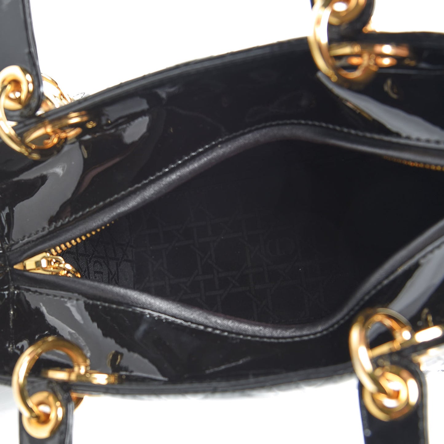 Patent Cannage Medium Lady Dior Black