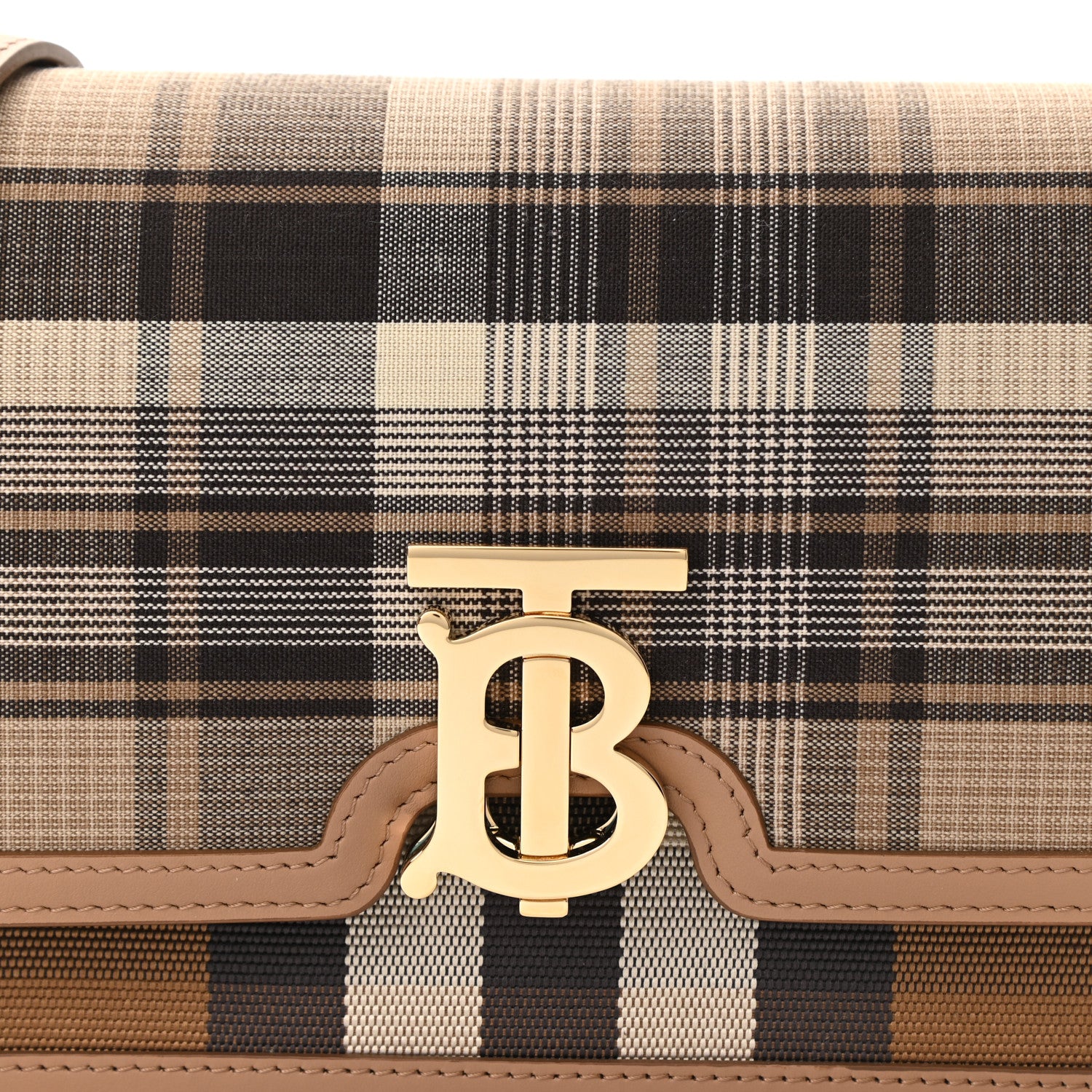 Burberry Calfskin Tartan Print Small TB Bag Light Fawn 8 of 10
