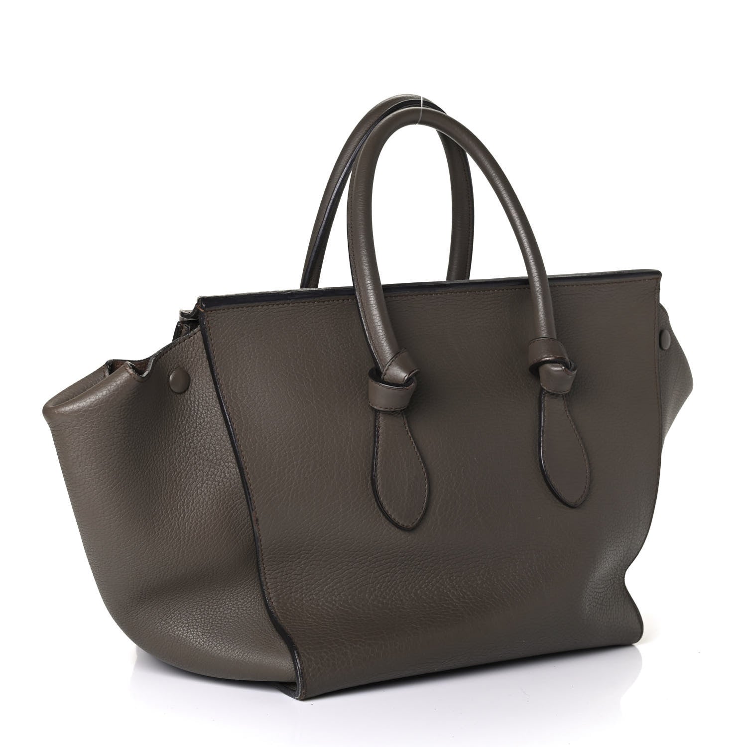 Celine Crisped Calfskin Small Tie Knot Tote Dark Khaki 2 of 4