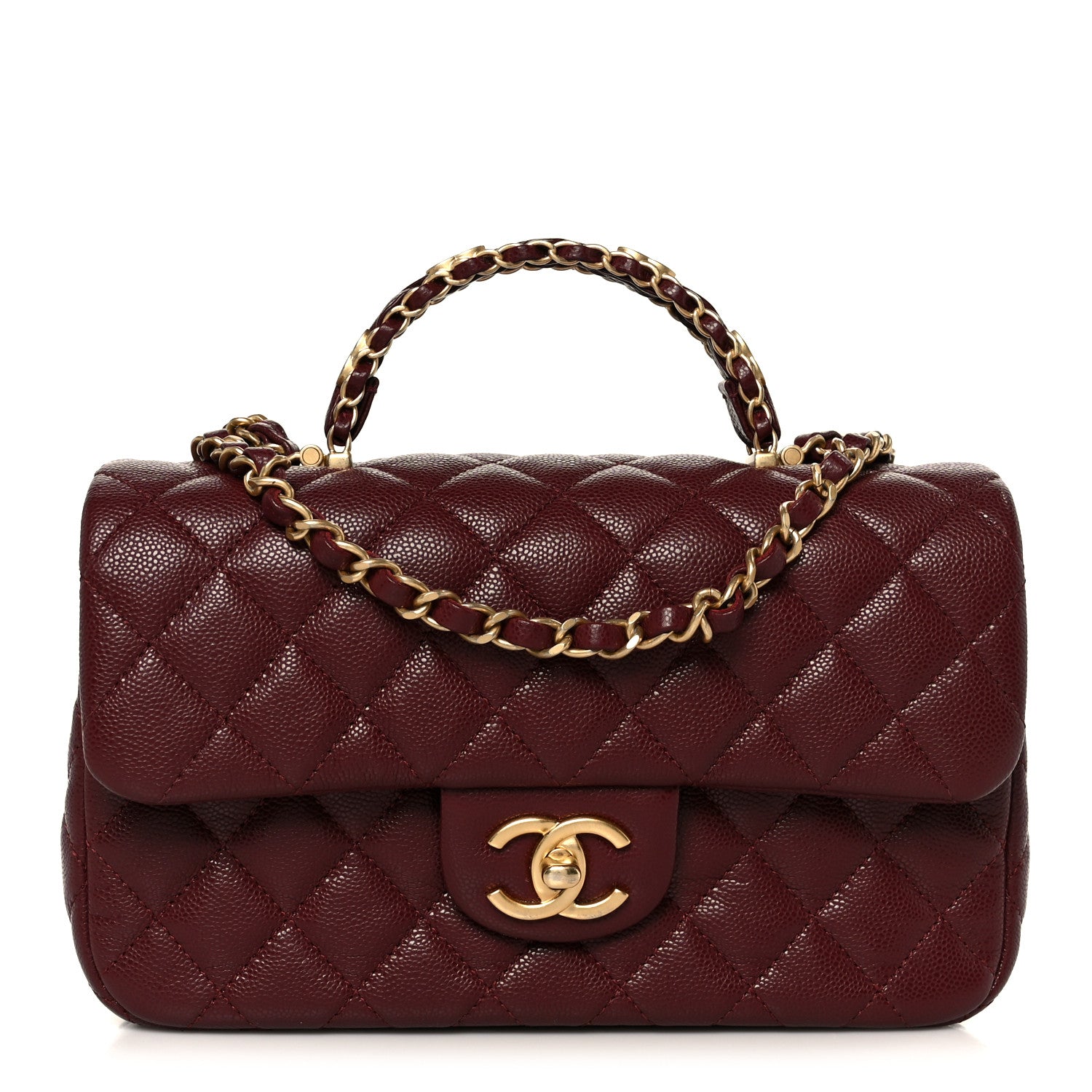 Chanel Caviar Quilted Small Handy CC Flap Burgundy 1 of 12