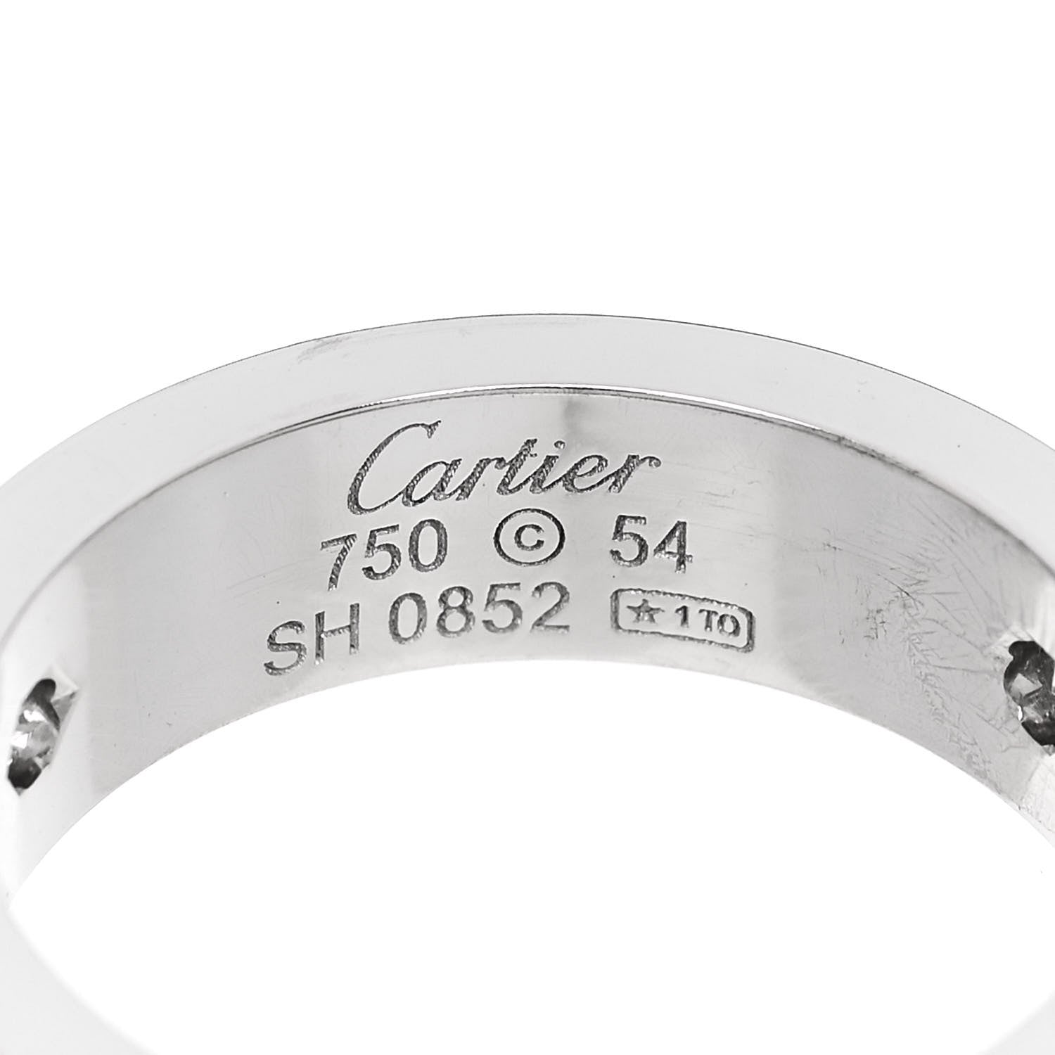 Cartier 18K White Gold 3 Diamond 5.5mm LOVE Ring 54 6.75 4 of 5