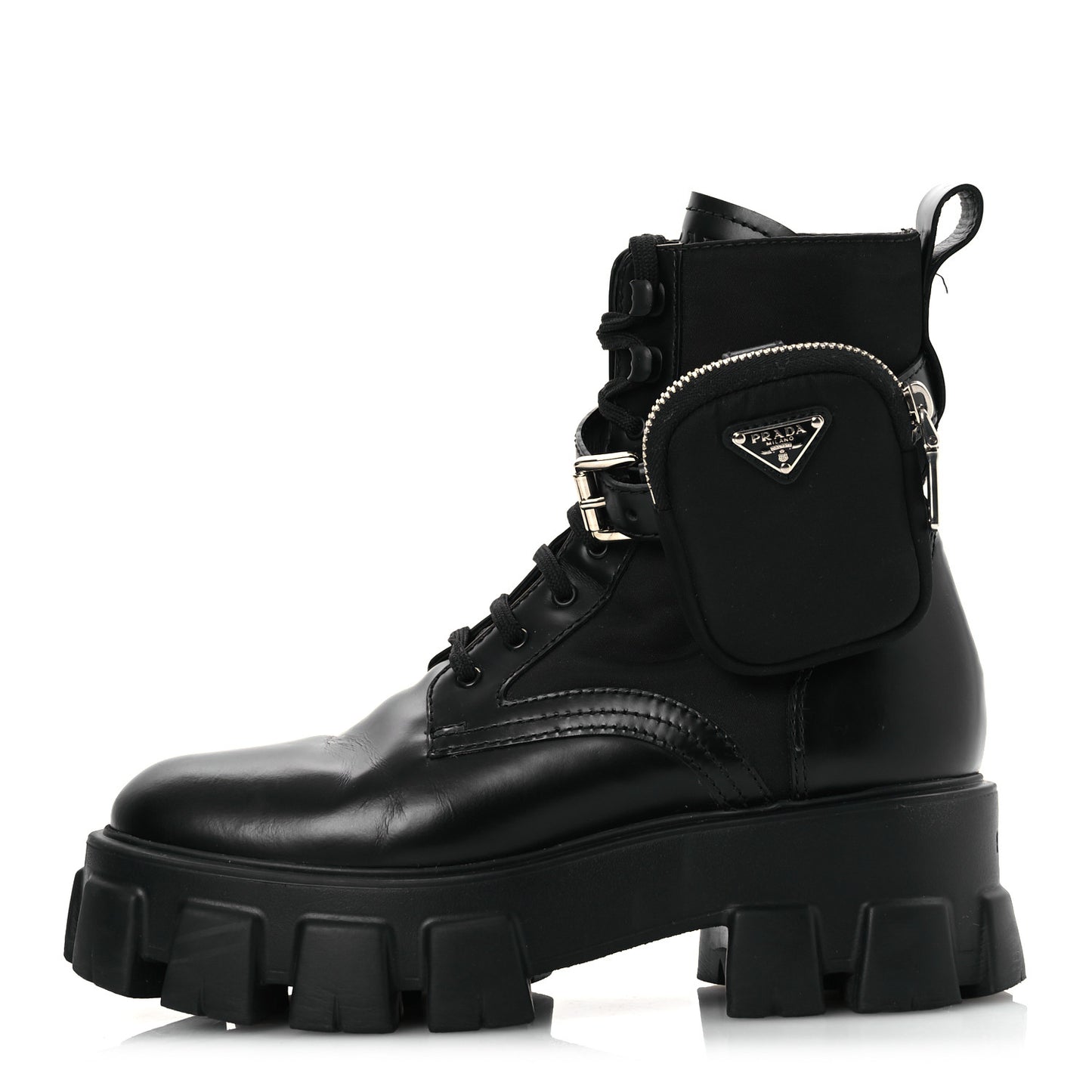 Spazzolato Rois Nylon Metal Triangle Logo Monolith Pouch Pocket 55mm Boots 38 Black