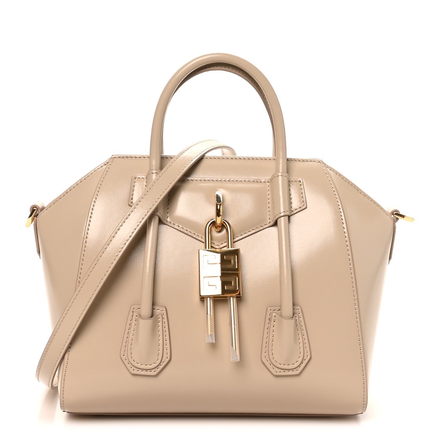 Givenchy Box Calfskin Mini Lock Antigona Shoulder Bag Natural Beige 1 of 9