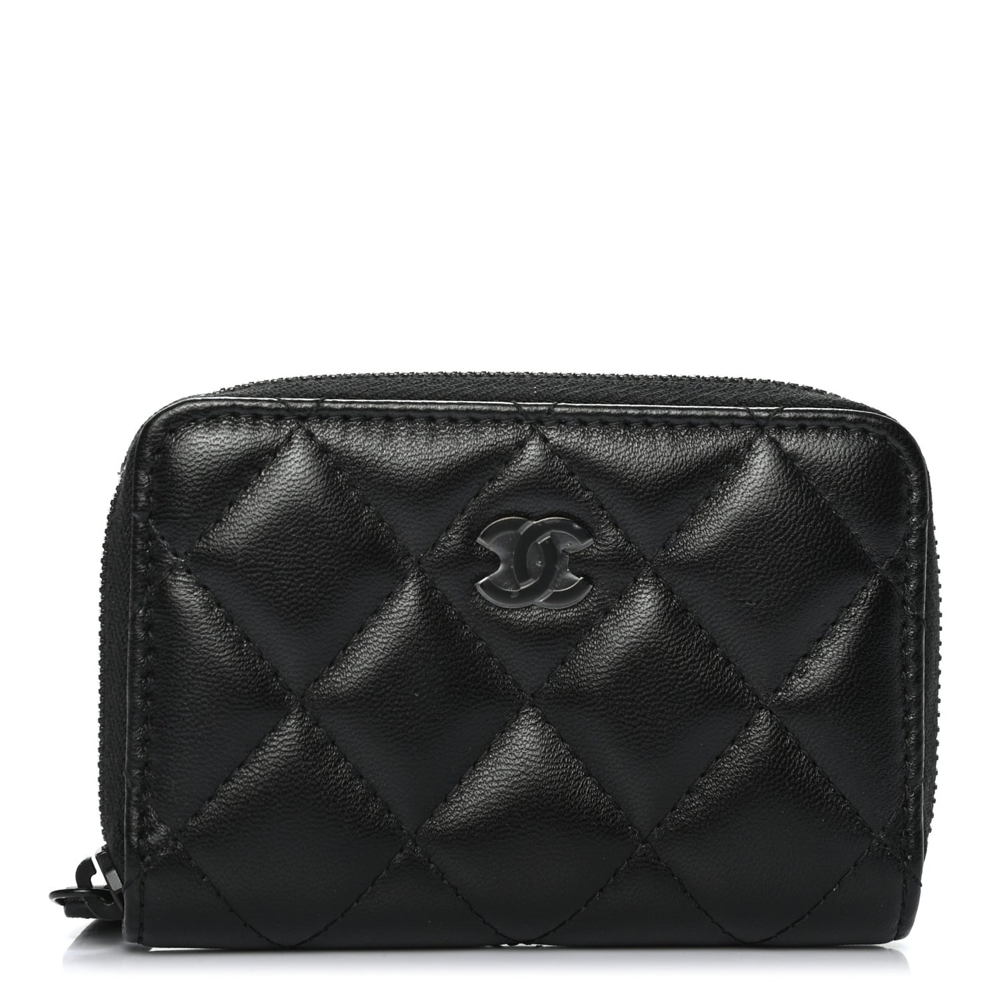 Lambskin Quilted Zip Coin Purse So Black