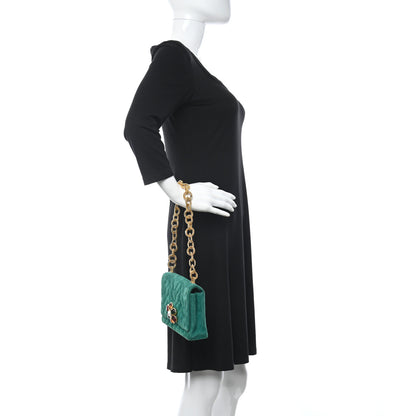 Chanel Suede Gripoix Quilted Flap Green 2 of 12