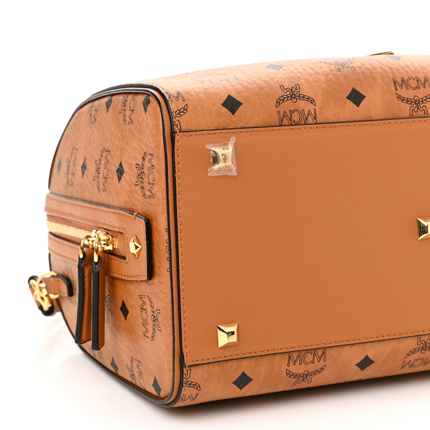 MCM Visetos Medium Boston Bag Cognac 10 of 11