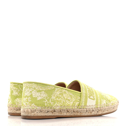 Christian Dior Embroidered Toile De Jouy Granville Espadrille 38.5 Off White Green 4 of 9