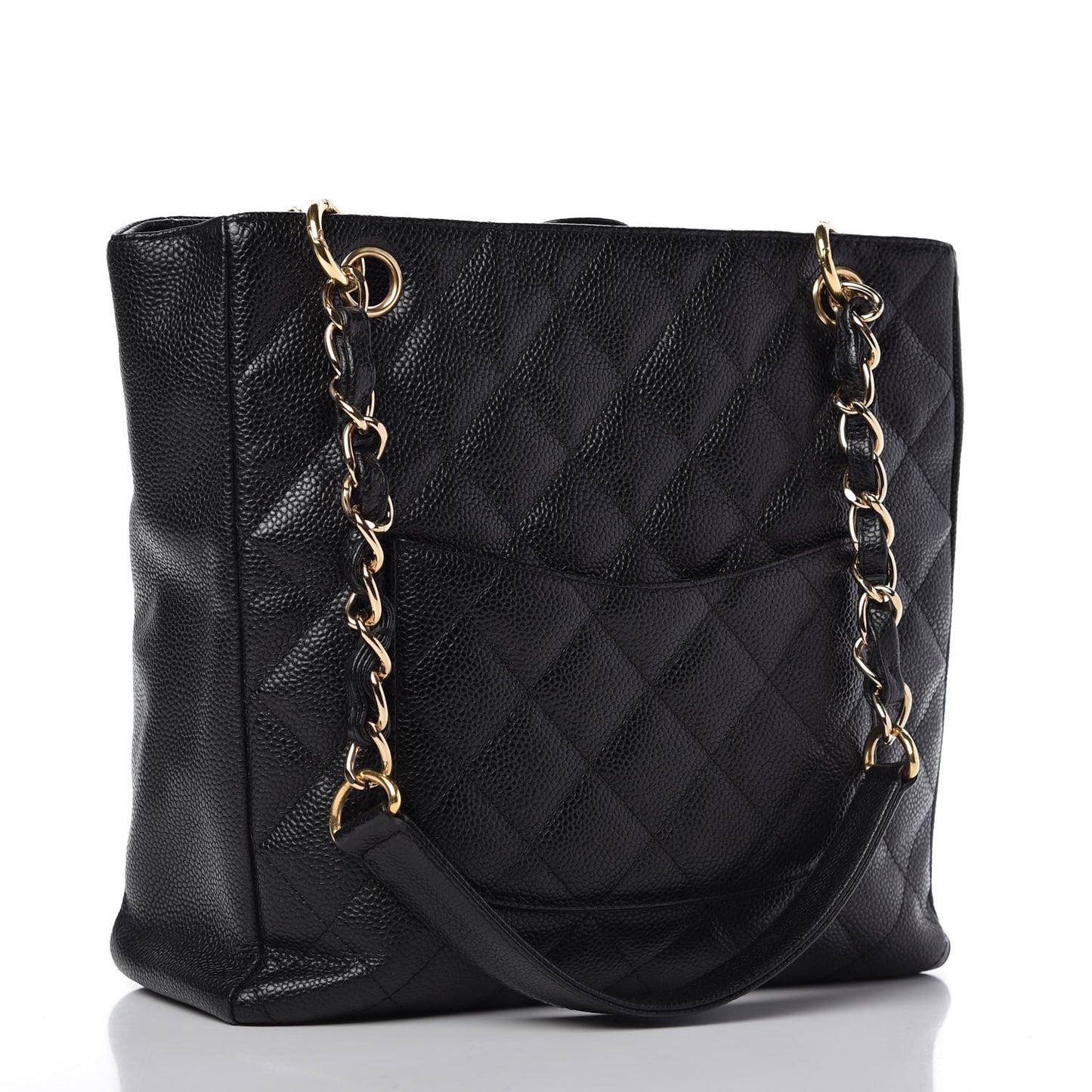 Caviar Quilted Petit Shopping Tote PST Black