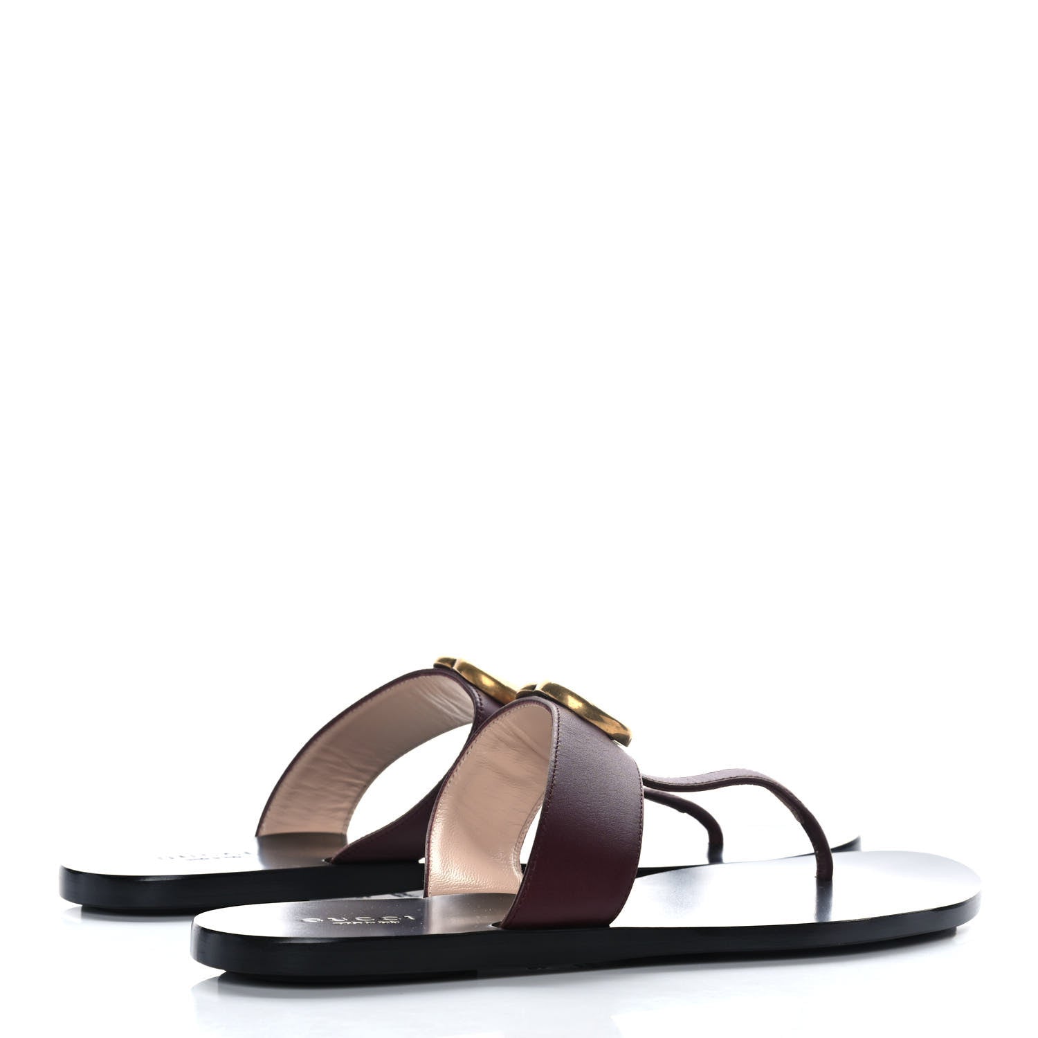 Gucci Calfskin GG Marmont Thong Sandals 37.5 Vintage Bordeaux 4 of 8