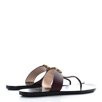 Gucci Calfskin GG Marmont Thong Sandals 37.5 Vintage Bordeaux 4 of 8