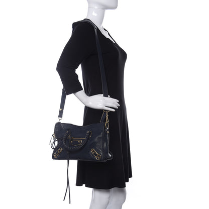 Balenciaga Chevre Gold Metallic Edge Hardware S City Bleu Nuit Dark Sea 2 of 11
