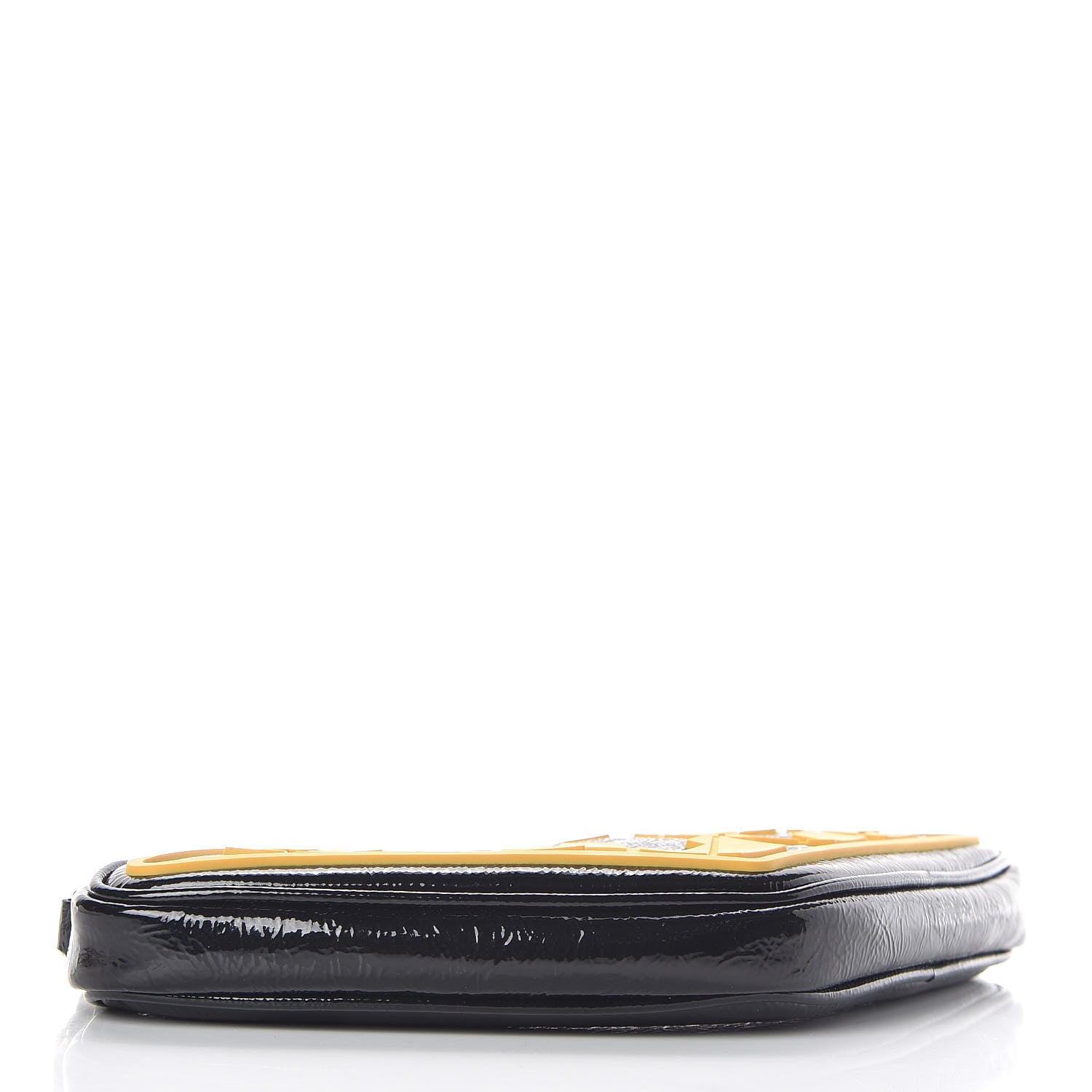 Gucci Patent Rubber Game Patch Logo Wrist Bag Black 4 of 7