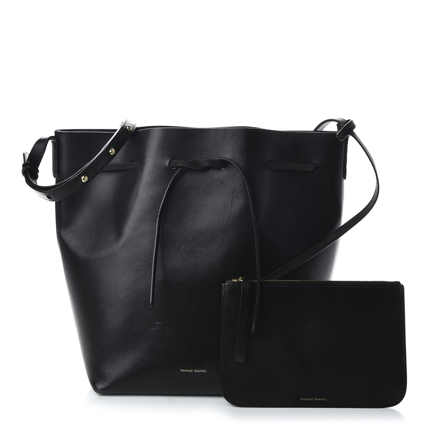 Vegetable Tanned Calfskin Bucket Bag Black Royal