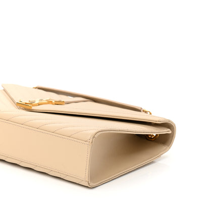 Saint Laurent Grain De Poudre Matelasse Chevron Large Monogram Satchel Nude Powder 10 of 15