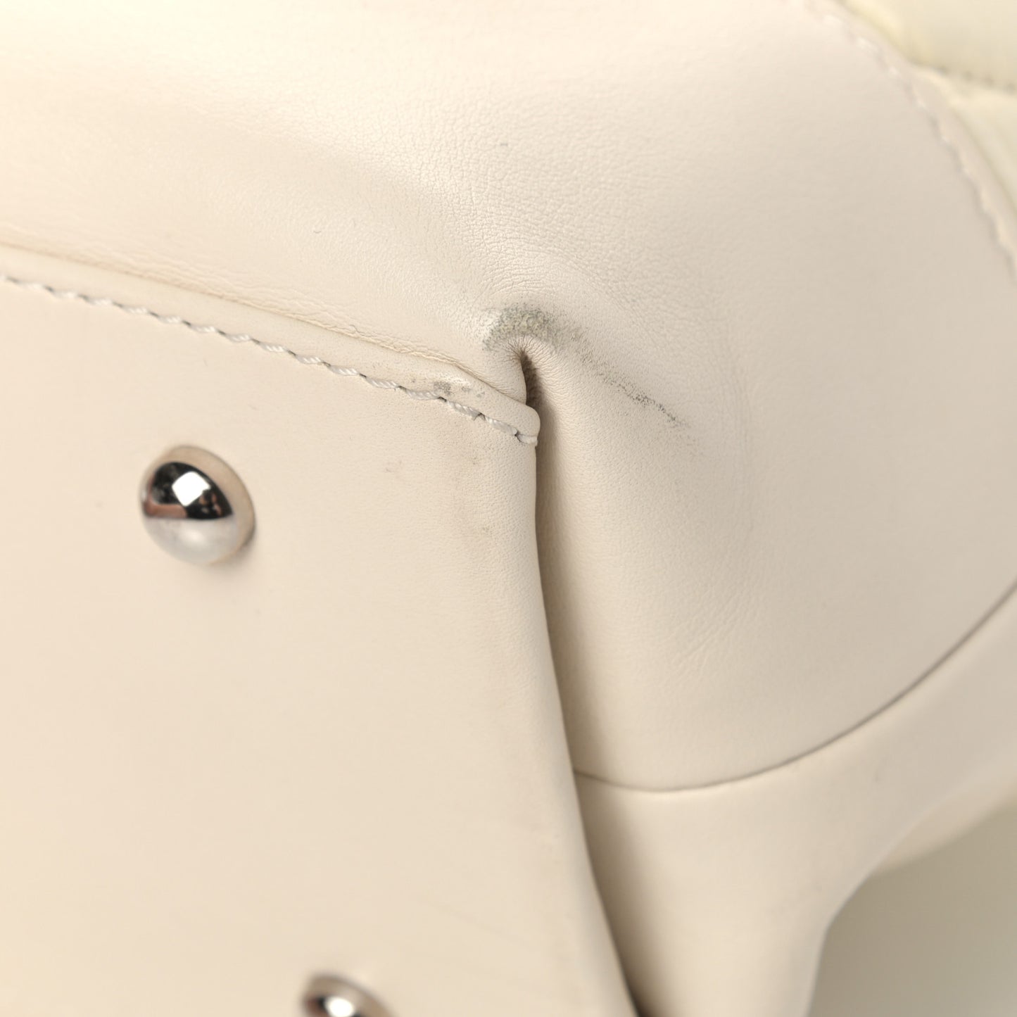 Aged Calfskin Quilted Be CC Tote Dark White