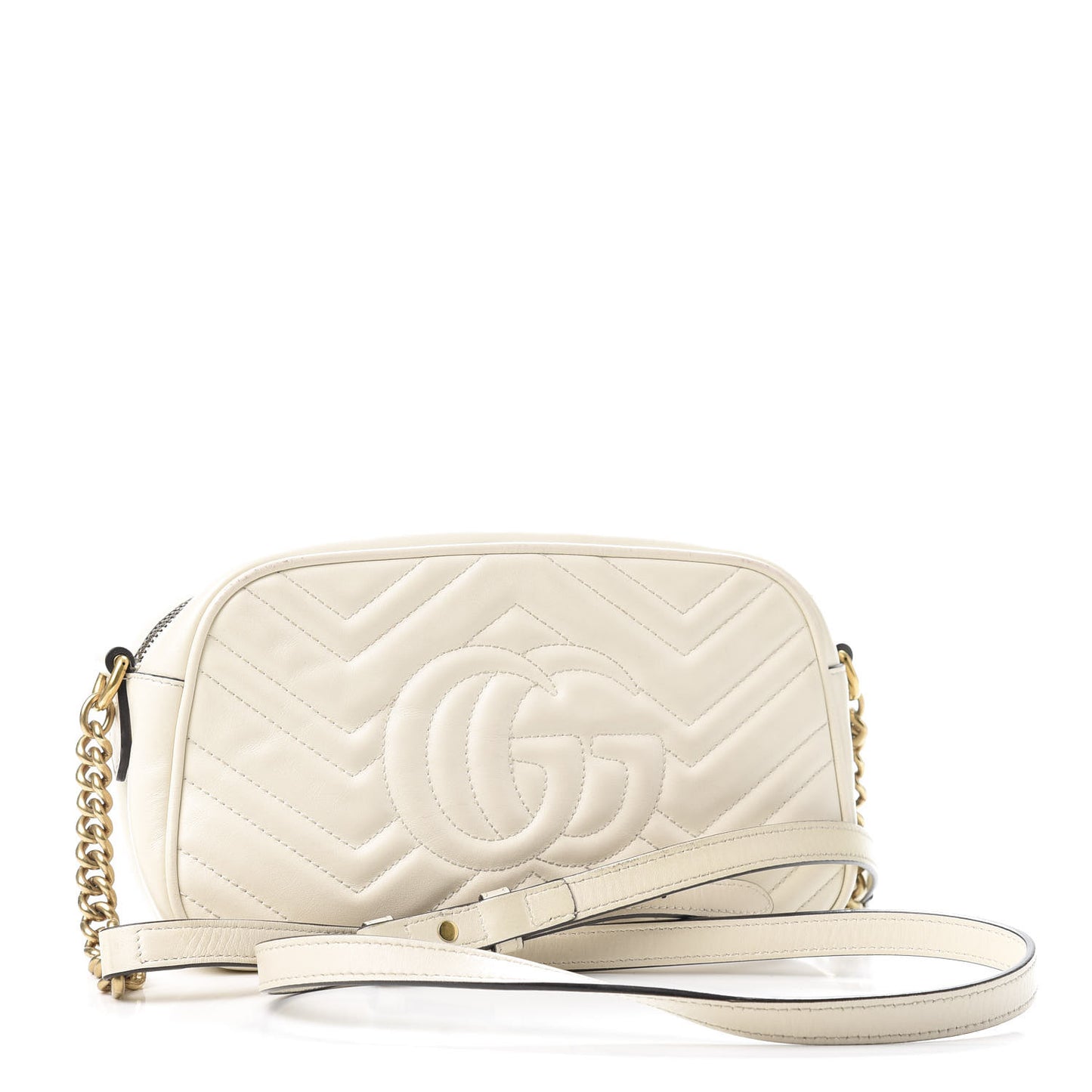 Calfskin Matelasse Small GG Marmont Chain Shoulder Bag White