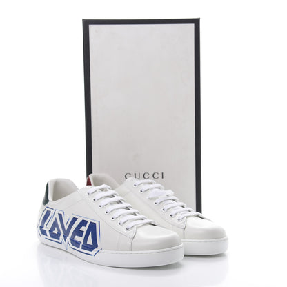 Gucci Calfskin Nappa LOVED Print Mens Ace Sneakers 10 White Red Flame Green 8 of 8