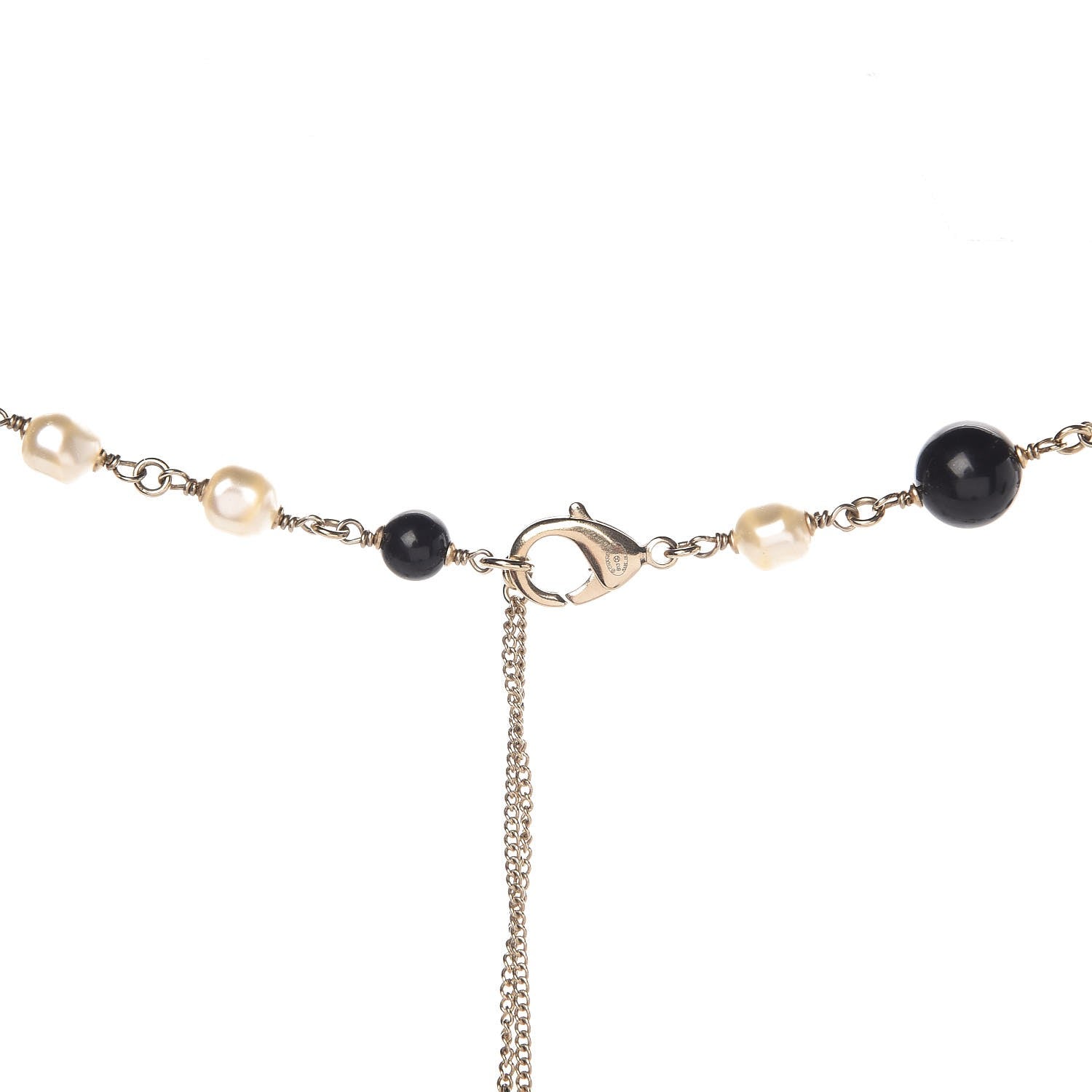Chanel Baroque Pearl Bead Enamel CC Long Necklace Black Silver 4 of 5