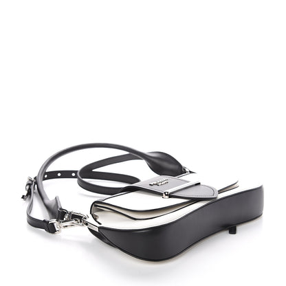 Prada City Calfskin Sidonie Shoulder Bag White Black 3 of 7