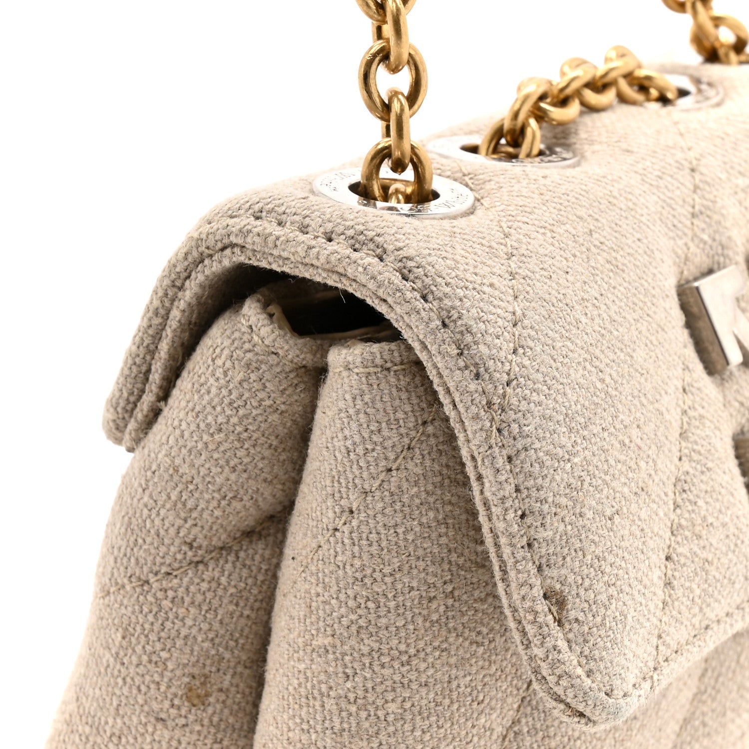 Off-White Linen Diagonal Quilted Jackhammer 17 Shoulder Bag Beige 12 of 12