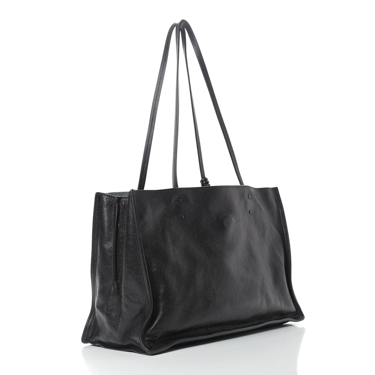 Glace Calfskin Etiquette Shopping Bag Black Astrale