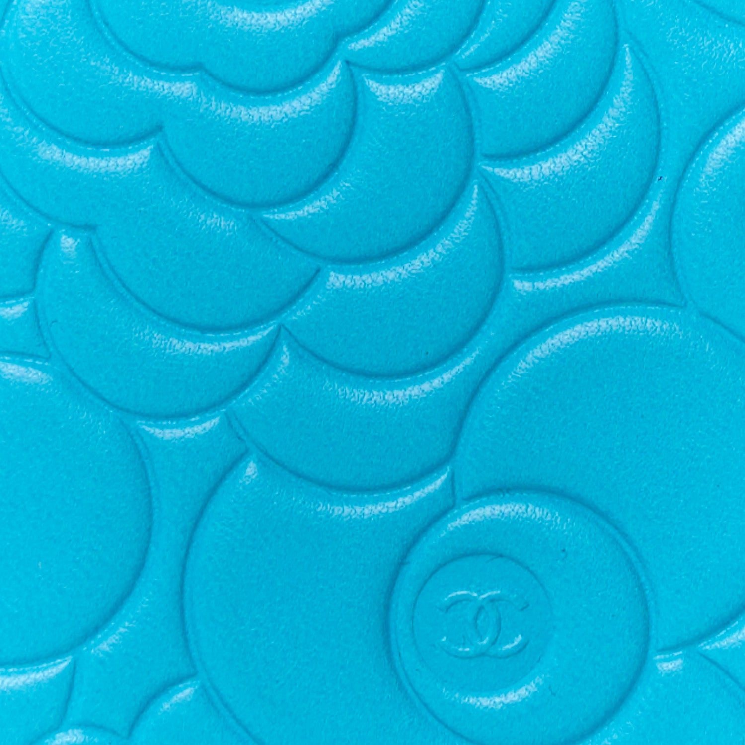 Chanel Lambskin Camellia Embossed Large Gusset Zip Around Wallet Turquoise 9 of 12