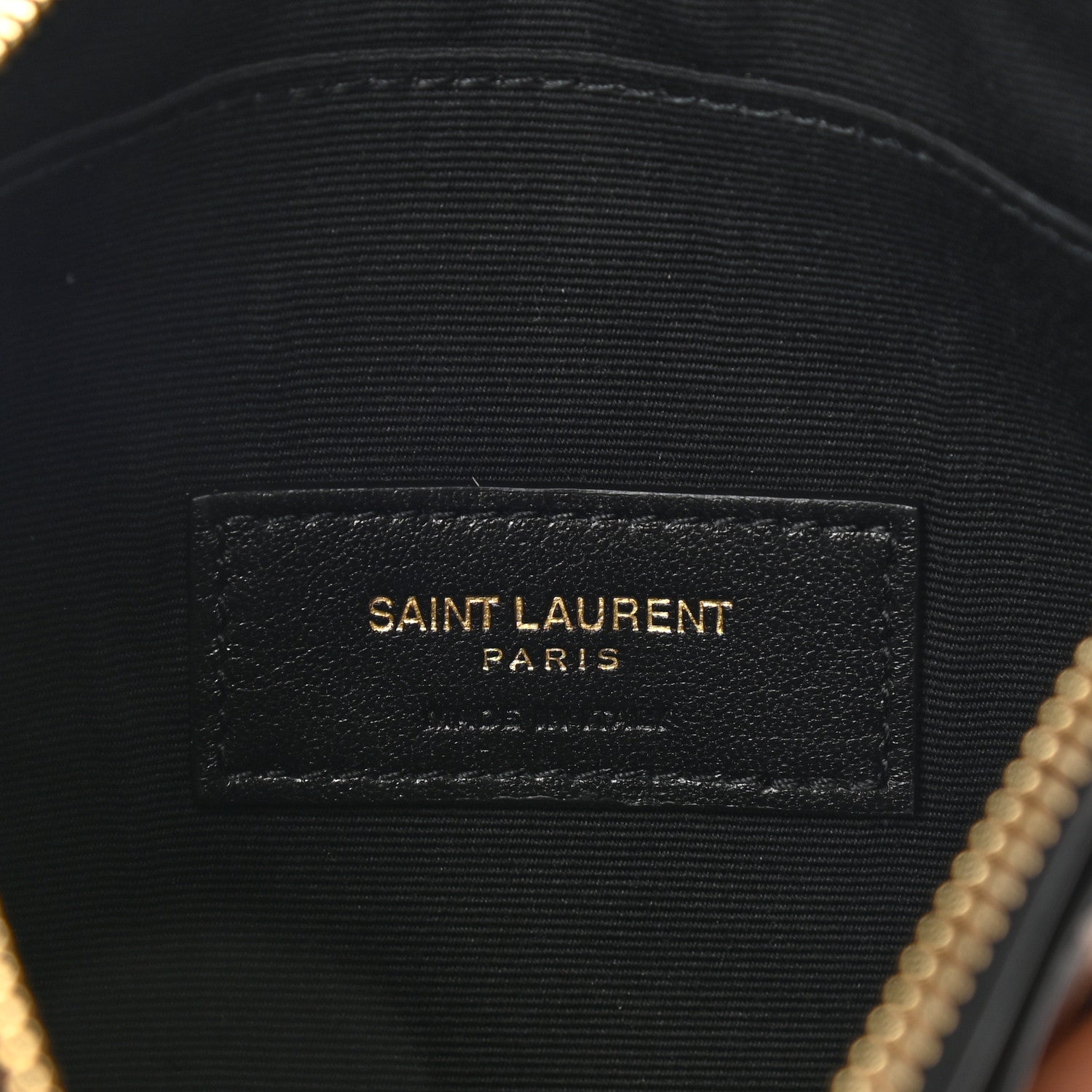 Saint Laurent Calfskin Monogram Printed Leopard Zip Bill Pouch Dark Gold Black 6 of 8
