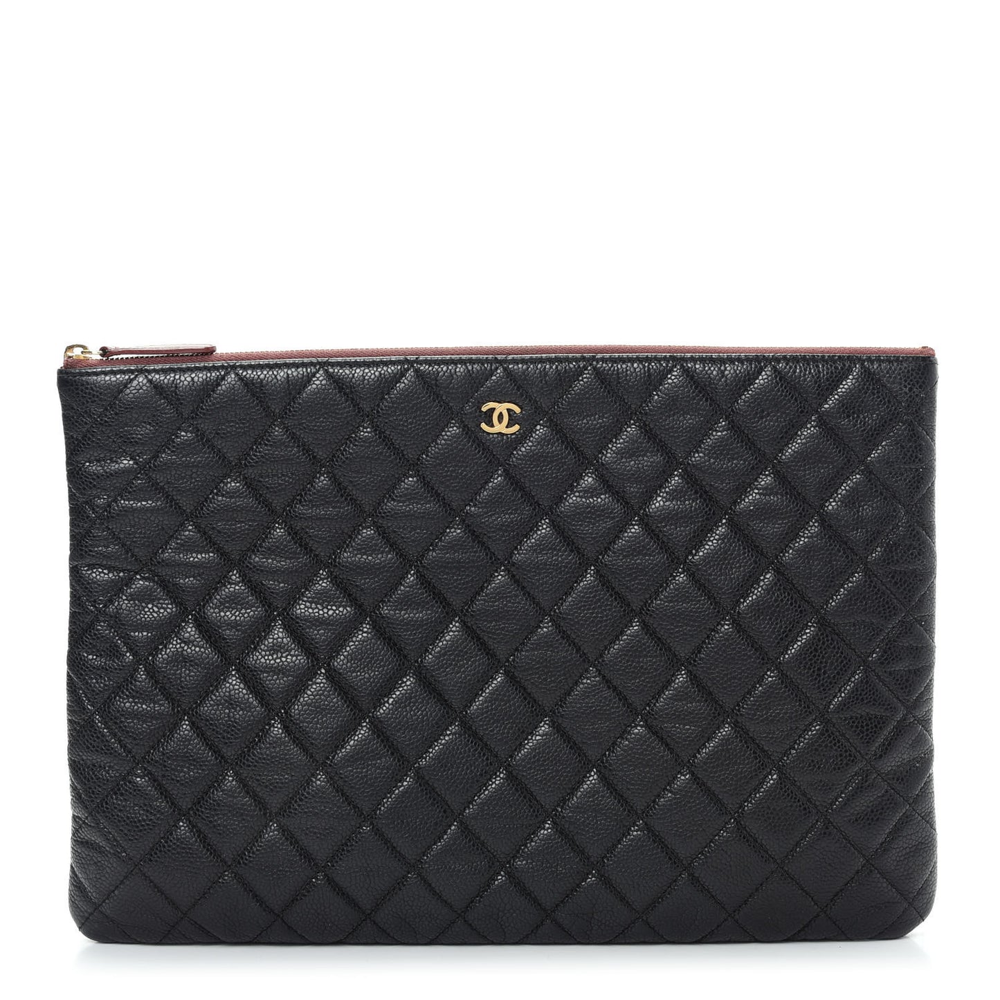 Caviar Quilted Large Cosmetic Case Black