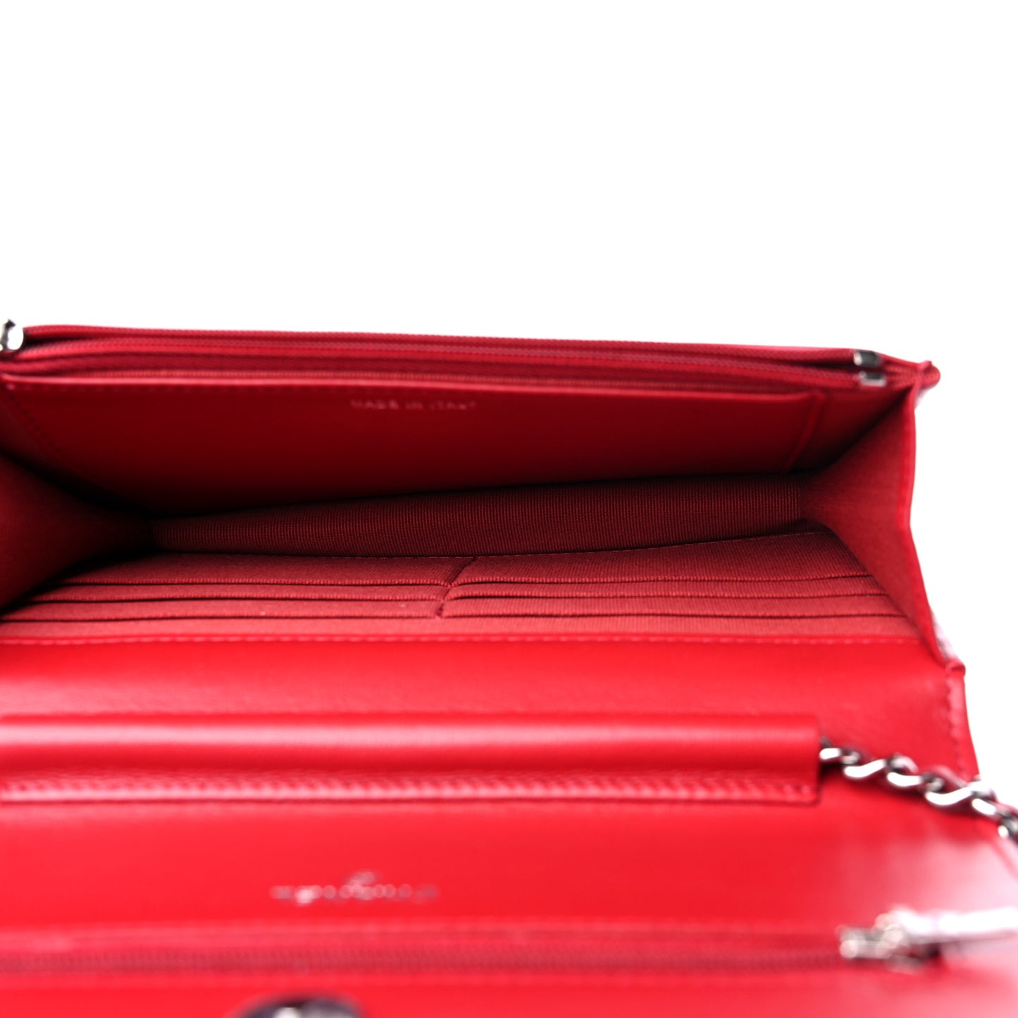 Lambskin Quilted Wallet On Chain WOC Red