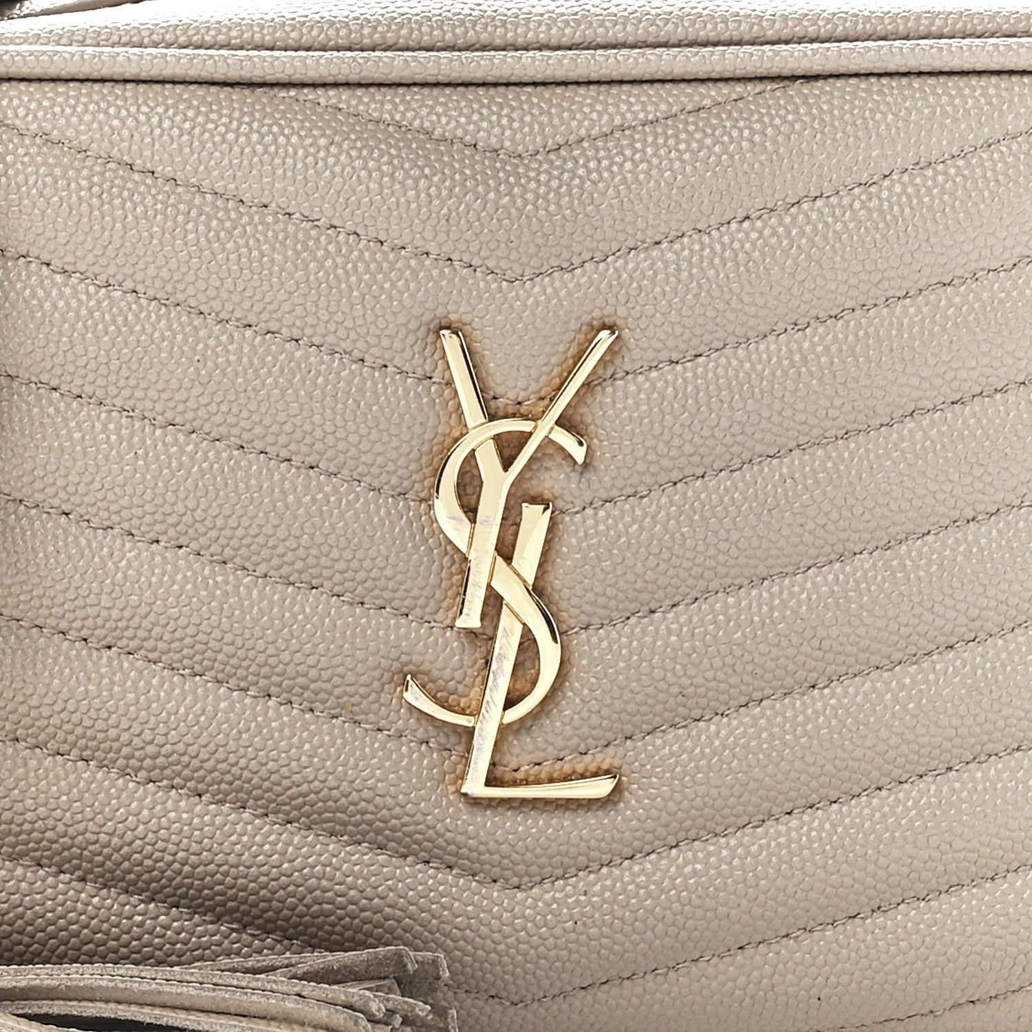 Saint Laurent Grain De Poudre Matelasse Monogram Mini Lou Camera Bag Dark Beige 8 of 11