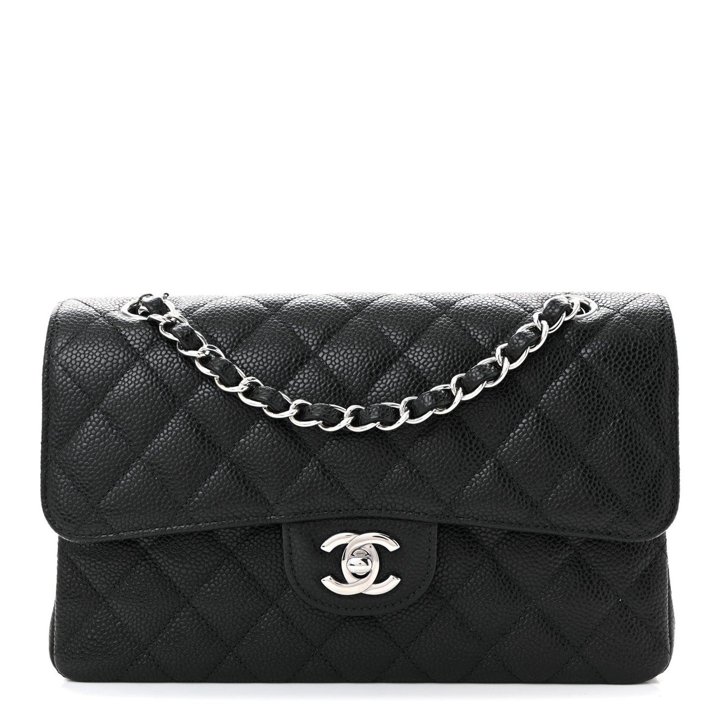 Caviar Quilted Small Double Flap Black