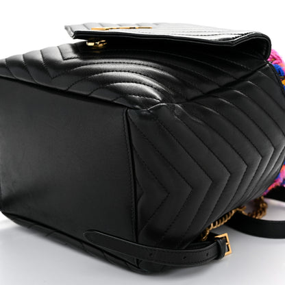 Saint Laurent Tweed Lambskin Matelasse Monogram Joe Backpack Black Rosso Multicolor 9 of 10