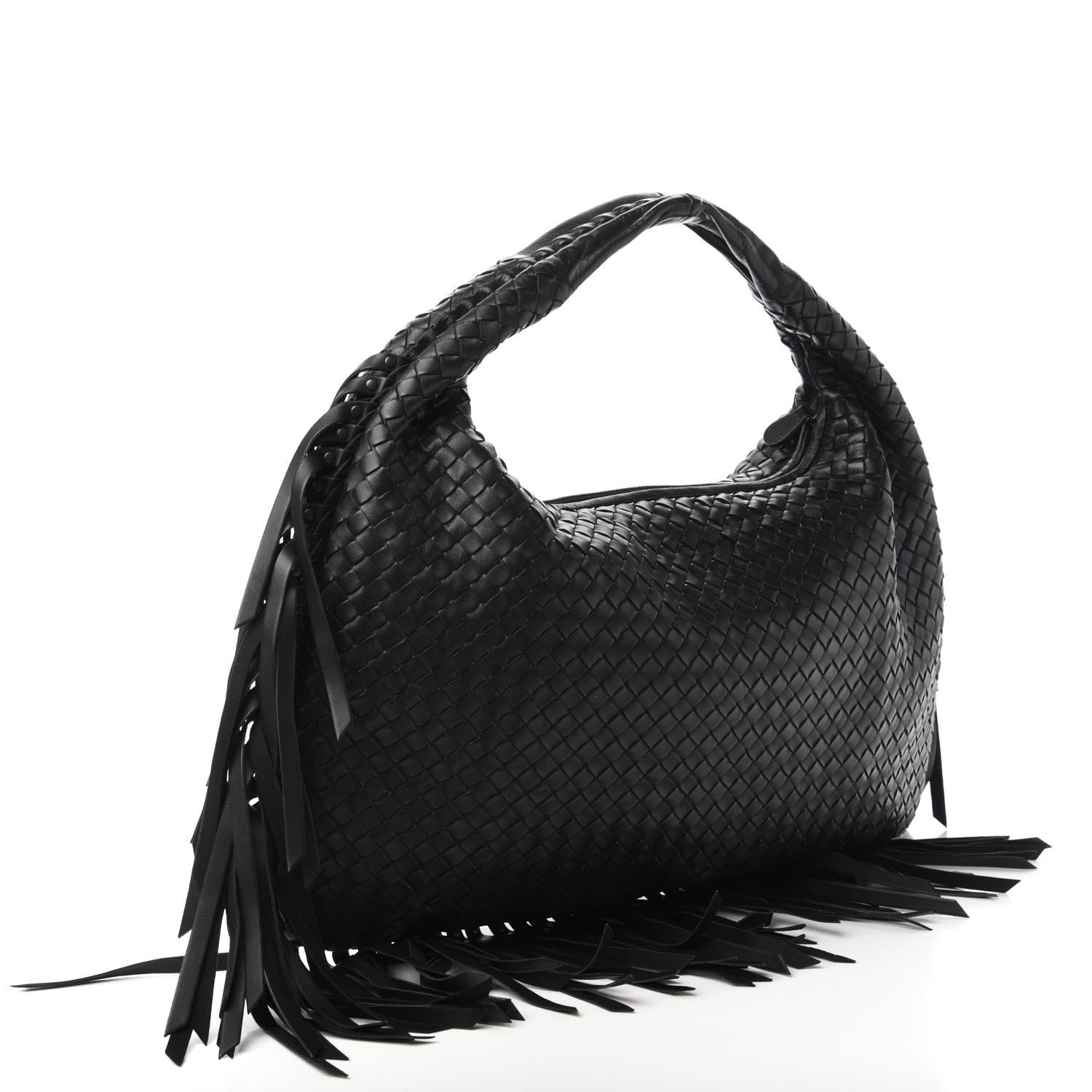 Bottega Veneta Nappa Intrecciato Veneta Large Fringed Hobo Black 3 of 9