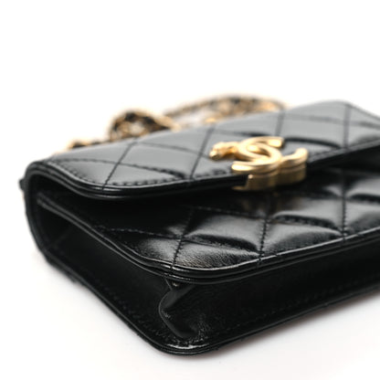 Chanel Calfskin Quilted Perfect Fit Coin Purse With Chain Black 10 of 12