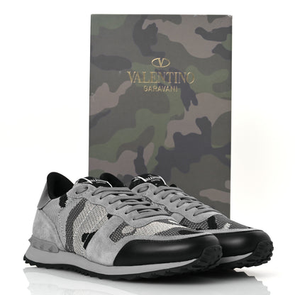 Valentino Garavani Mesh Suede Camouflage Mens Rockrunner Sneakers 43 Grey 11 of 11