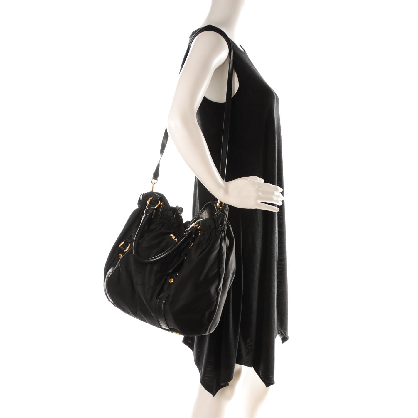 Tessuto Nylon Logo Tote Nero Black