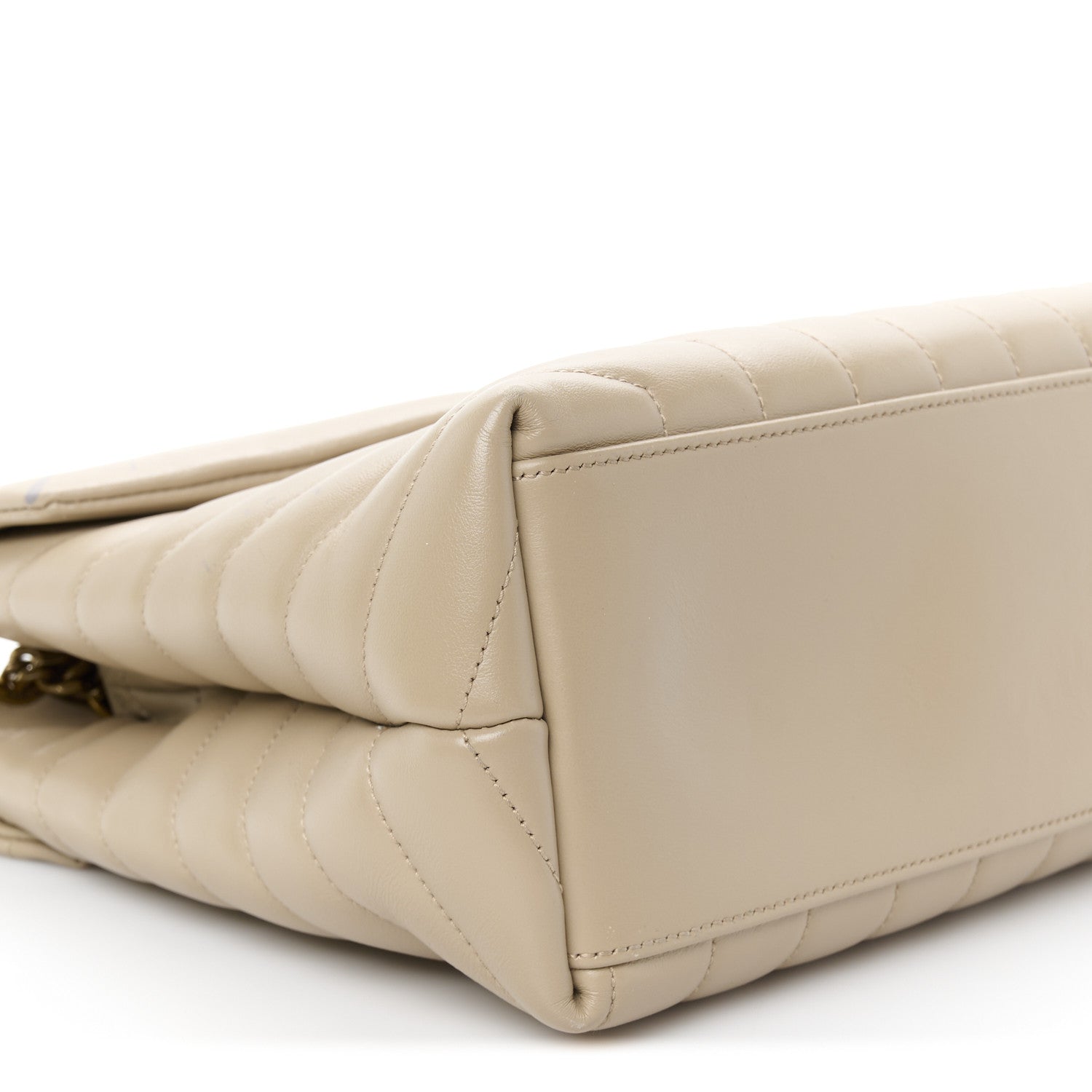 Saint Laurent Calfskin Y Quilted Monogram Medium Loulou Chain Satchel Dark Beige 10 of 14