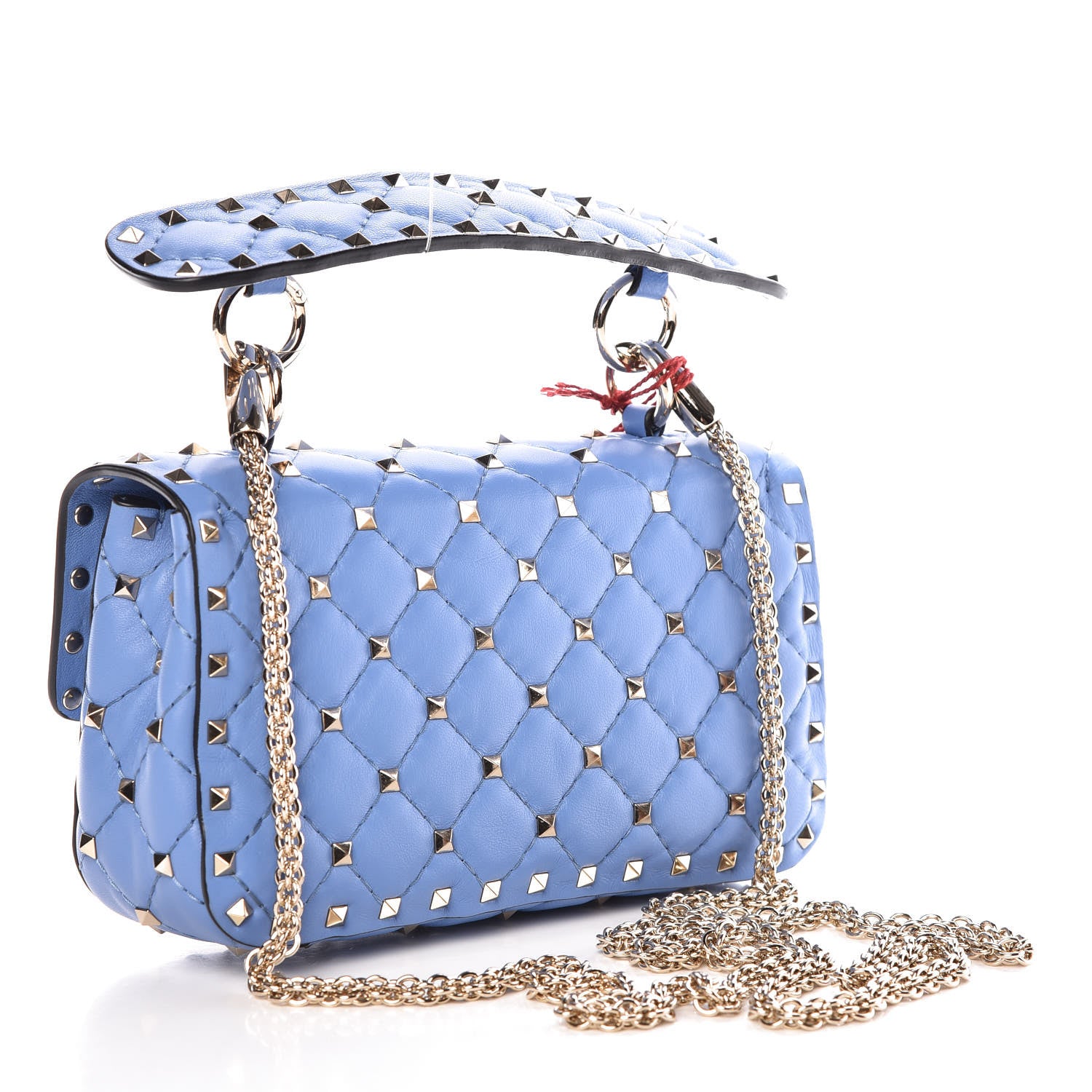 Valentino Garavani Lambskin Small Rockstud Spike Shoulder Bag Blue 3 of 7