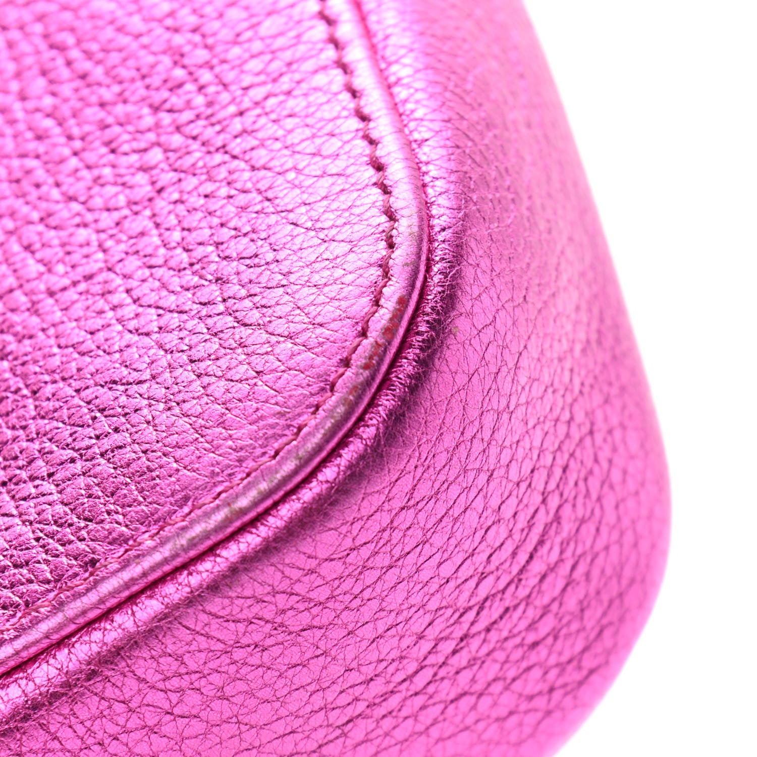 Balenciaga Metallic Goatskin Logo XS Everyday Camera Bag Rose Fuchsia Black 10 of 11