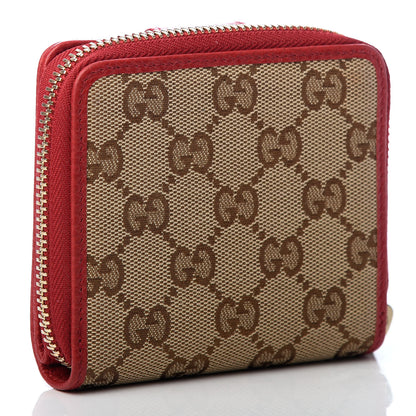 Gucci Monogram Dollar Calfskin Zip Around French Flap Wallet Beige Ebony Rosso 3 of 7