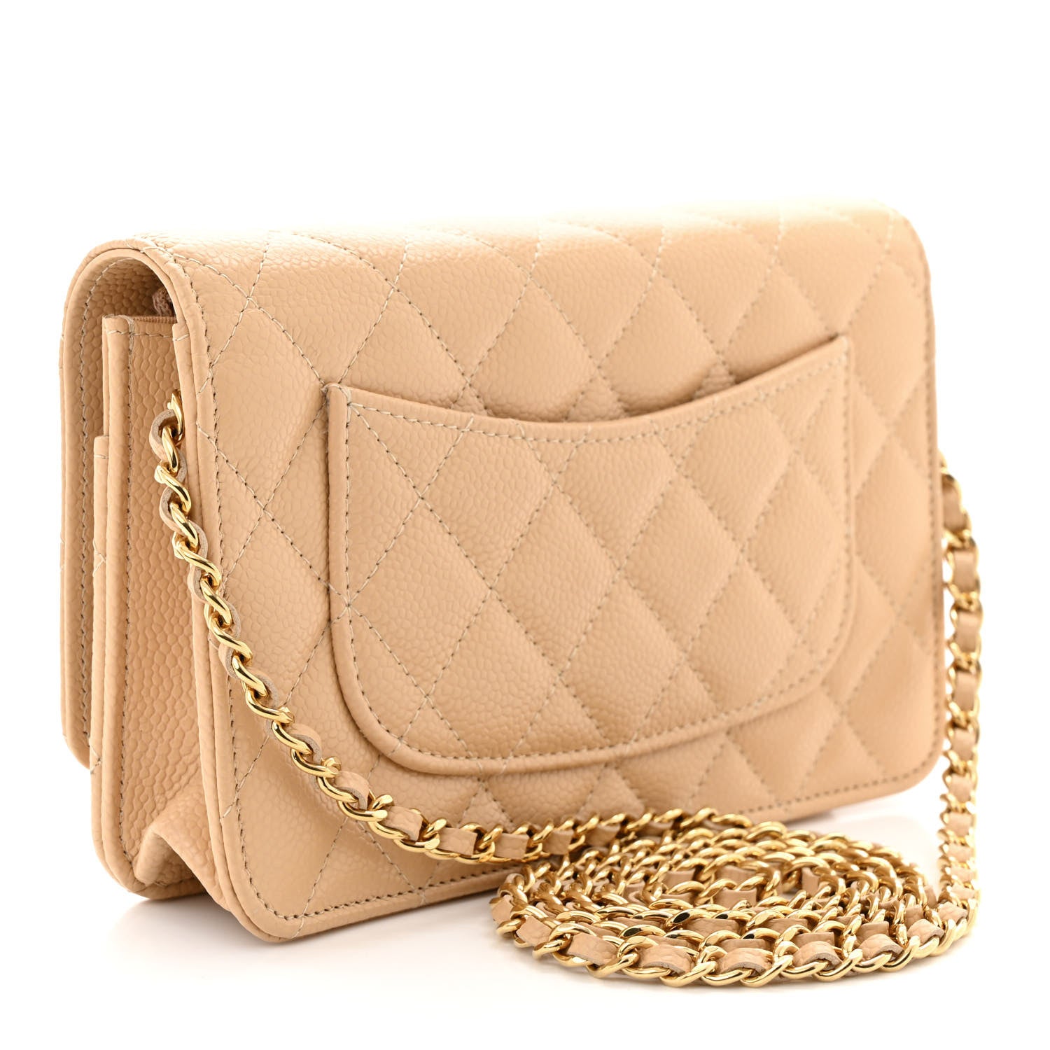 Chanel Caviar Quilted Wallet on Chain WOC Beige 3 of 12