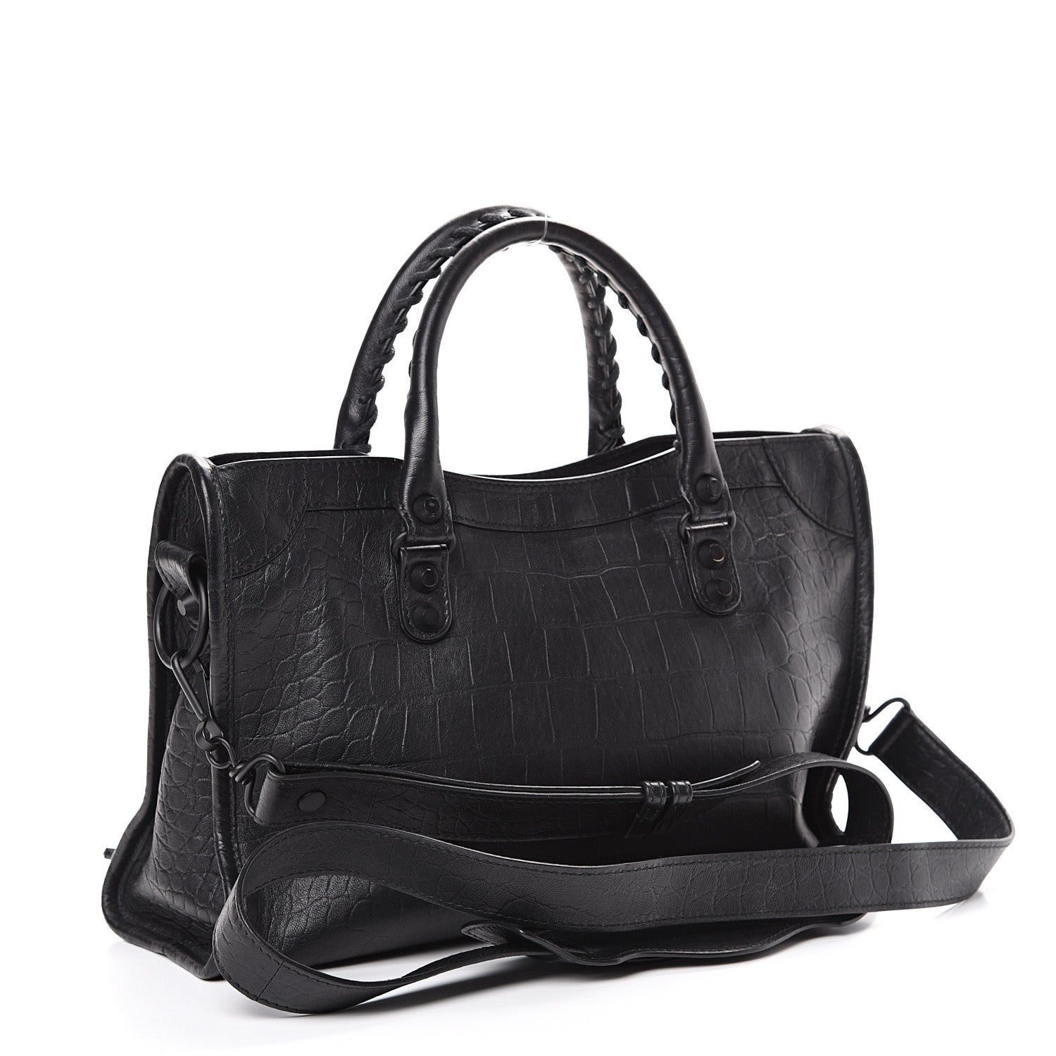 Balenciaga Matte Supple Lambskin Crocodile Embossed Classic Black Hardware S City Black 2 of 12
