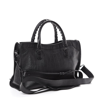Balenciaga Matte Supple Lambskin Crocodile Embossed Classic Black Hardware S City Black 2 of 12
