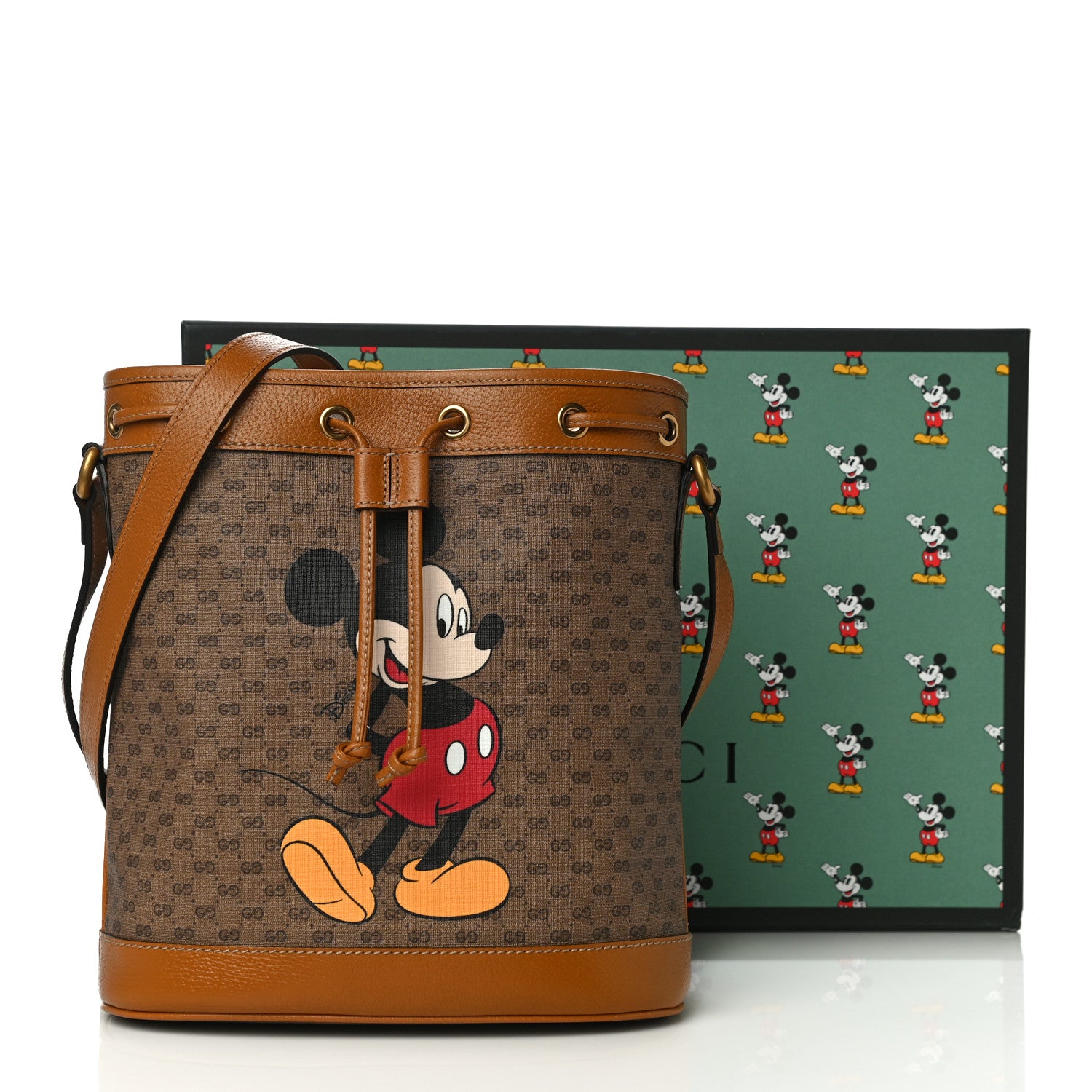 Gucci X DISNEY Mini Vintage GG Supreme Monogram Bucket Bag Beige Vintage Sun Oil 12 of 12