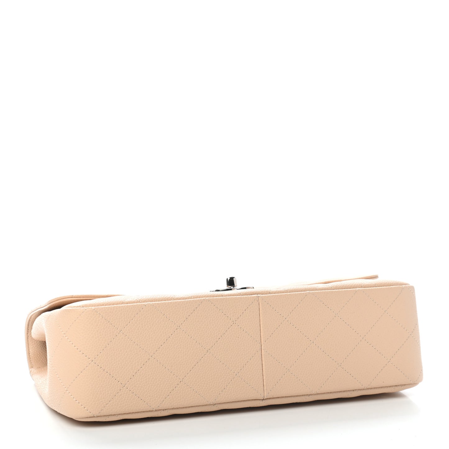 Caviar Quilted Jumbo Single Flap Beige Clair